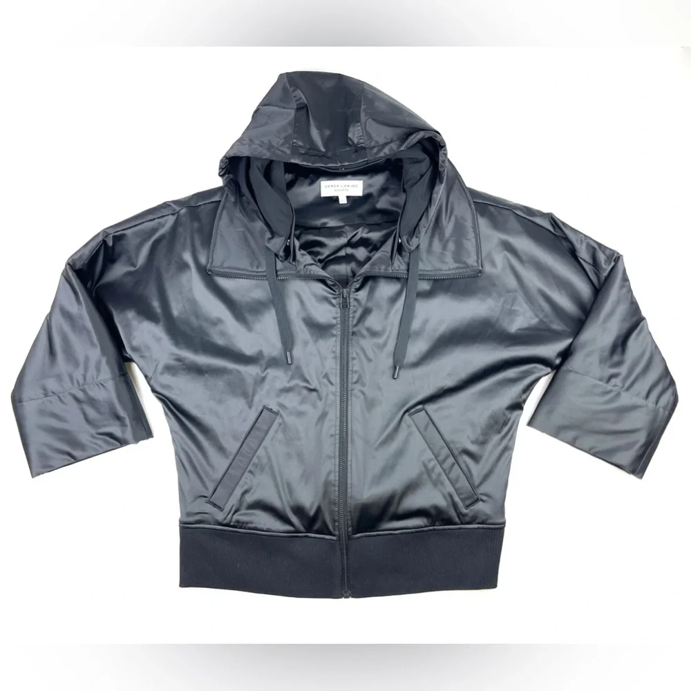 Derek Lam IOC x Athleta Collaboration Black Satin Feel Jacket Size Large - Picture 1 of 3